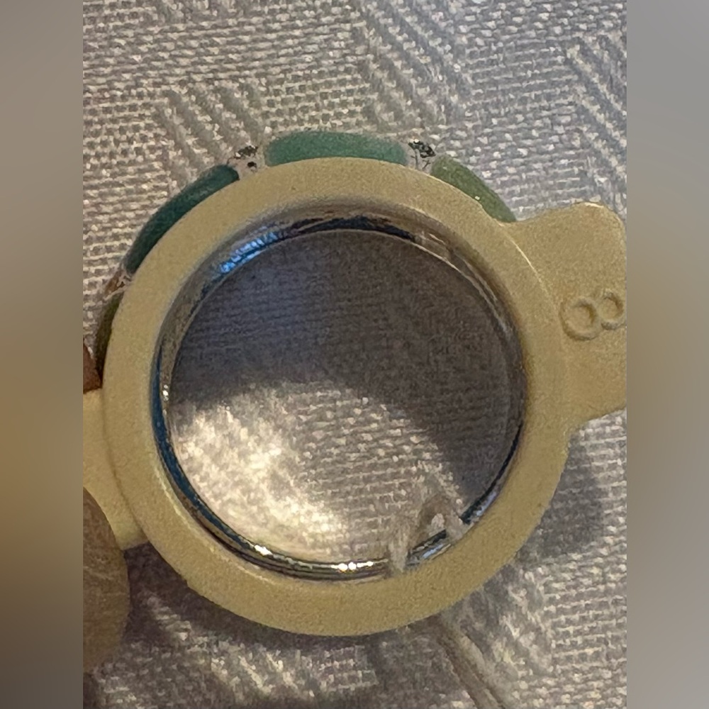 Avon Silver-Tone Ring with Aqua and Rhinestone Accents - Picture 5 of 6